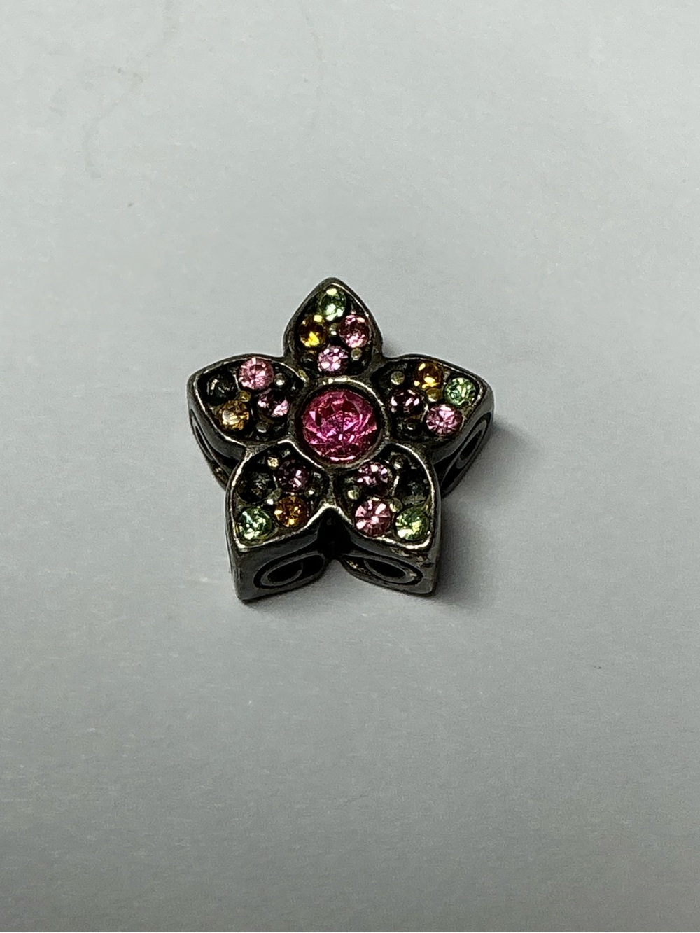 Sterling Silver Multicolor Crystal Flower / Star Charm - Women Jewelry